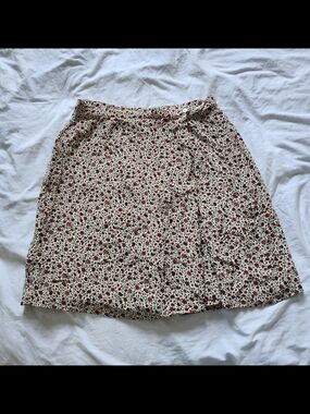 Vintage 100% Silk Floral Skort with Red Rose Print